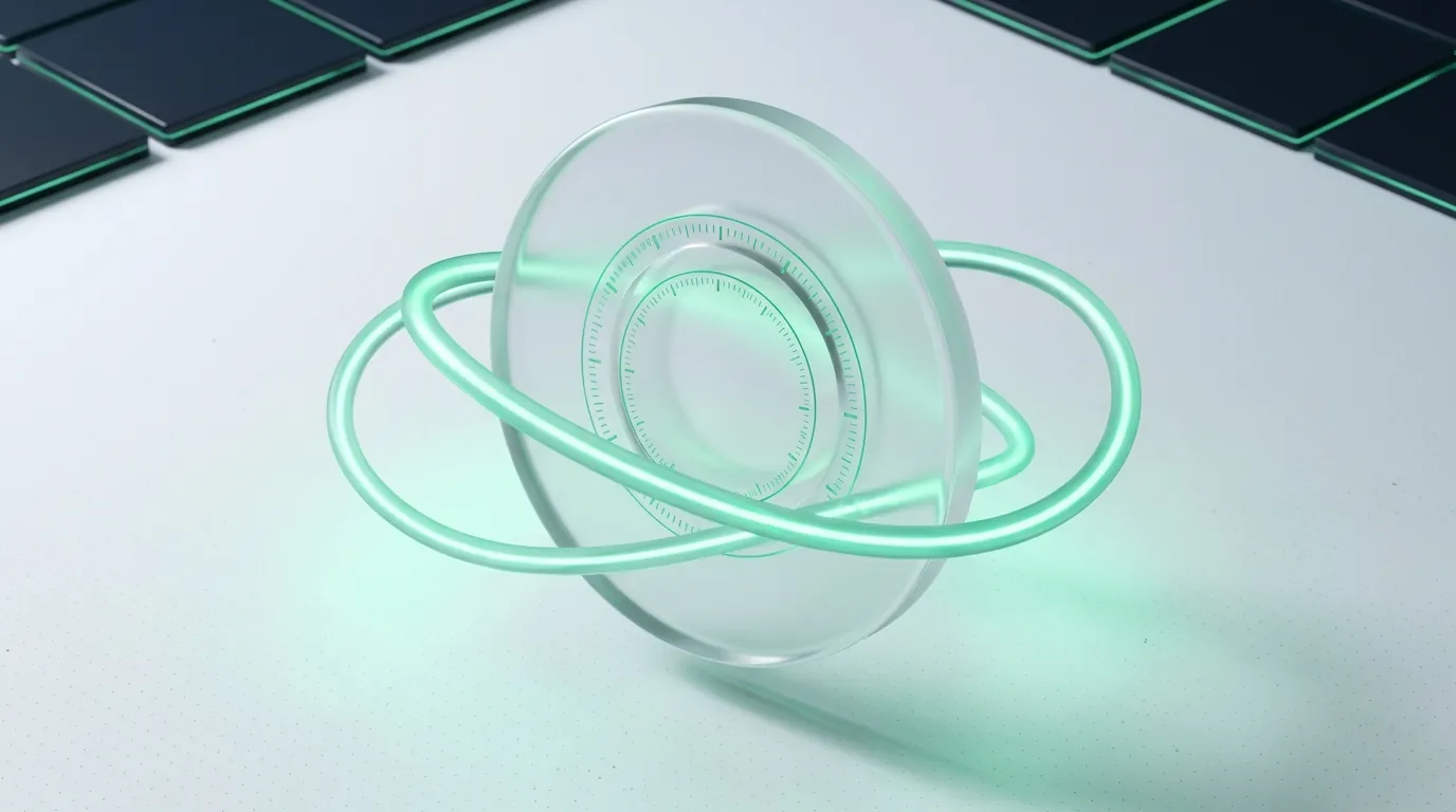 A translucent frosted-glass funnel where most emerald droplets reach a waiting hand but a few slip silently through an unseen crack, evoking leads dropped between form fill and CRM.