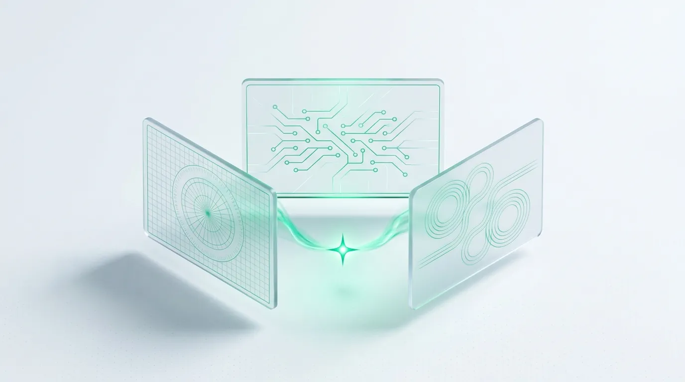 Frosted-glass dashboard settling to a calm emerald readout with a clean reconstructable trail of past events behind it, evoking a rebuilt lead pipe with single-digit drop and a full audit log.